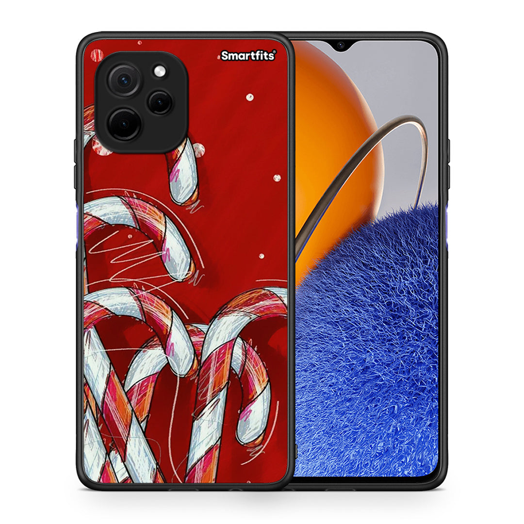 Θήκη Huawei Nova Y61 Candy Cane από τη Smartfits με σχέδιο στο πίσω μέρος και μαύρο περίβλημα | Huawei Nova Y61 Candy Cane Case with Colorful Back and Black Bezels