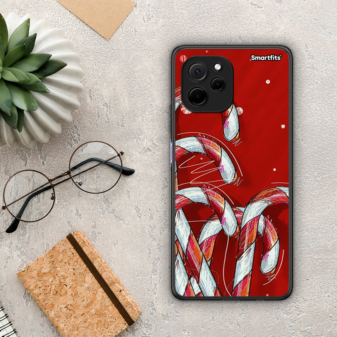 Θήκη Huawei Nova Y61 Candy Cane από τη Smartfits με σχέδιο στο πίσω μέρος και μαύρο περίβλημα | Huawei Nova Y61 Candy Cane Case with Colorful Back and Black Bezels