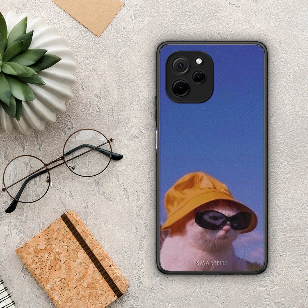 Θήκη Huawei Nova Y61 Cat Diva από τη Smartfits με σχέδιο στο πίσω μέρος και μαύρο περίβλημα | Huawei Nova Y61 Cat Diva Case with Colorful Back and Black Bezels