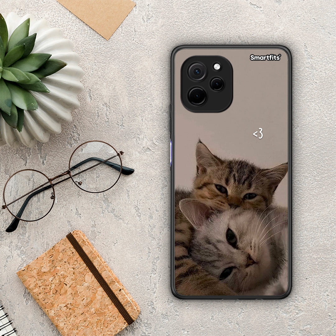 Θήκη Huawei Nova Y61 Cats In Love από τη Smartfits με σχέδιο στο πίσω μέρος και μαύρο περίβλημα | Huawei Nova Y61 Cats In Love Case with Colorful Back and Black Bezels