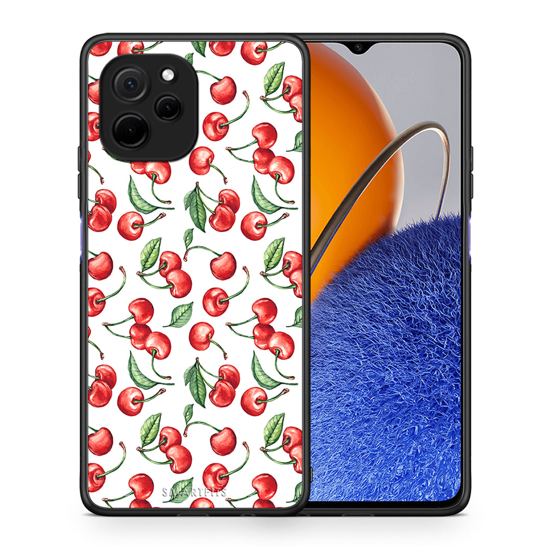 Θήκη Huawei Nova Y61 Cherry Summer από τη Smartfits με σχέδιο στο πίσω μέρος και μαύρο περίβλημα | Huawei Nova Y61 Cherry Summer Case with Colorful Back and Black Bezels