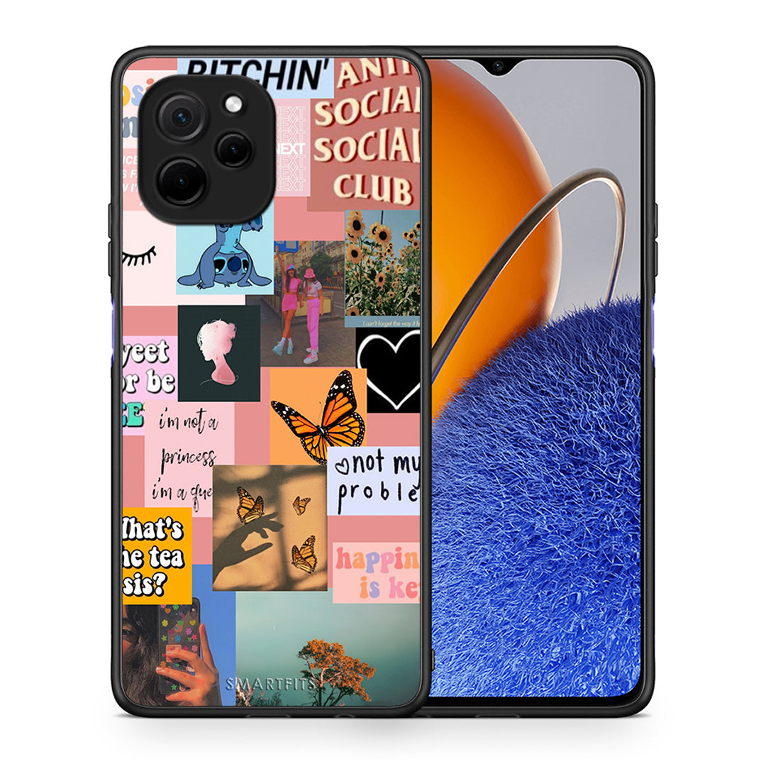 Θήκη Huawei Nova Y61 Collage Bitchin από τη Smartfits με σχέδιο στο πίσω μέρος και μαύρο περίβλημα | Huawei Nova Y61 Collage Bitchin Case with Colorful Back and Black Bezels