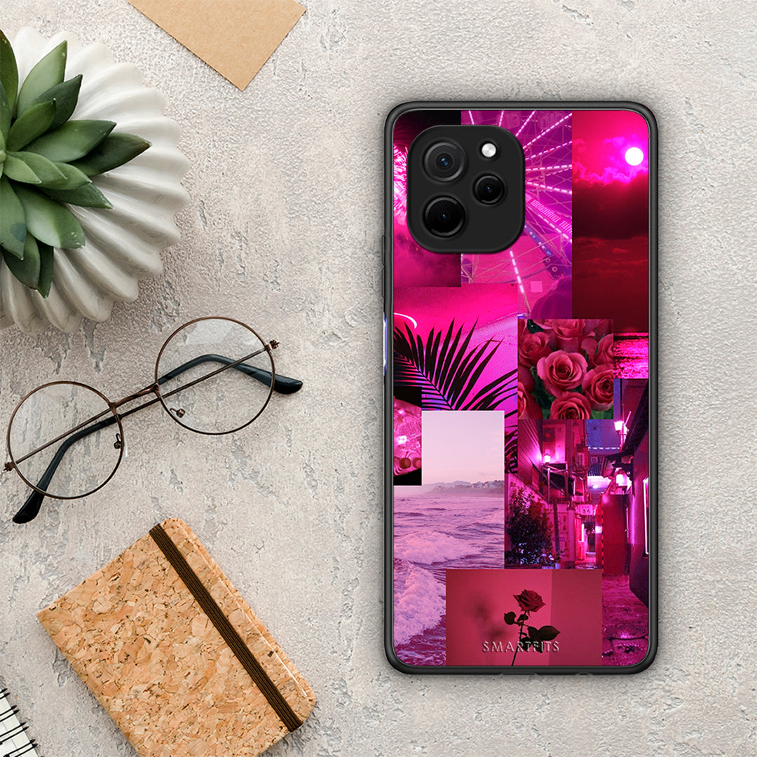 Θήκη Huawei Nova Y61 Collage Red Roses από τη Smartfits με σχέδιο στο πίσω μέρος και μαύρο περίβλημα | Huawei Nova Y61 Collage Red Roses Case with Colorful Back and Black Bezels