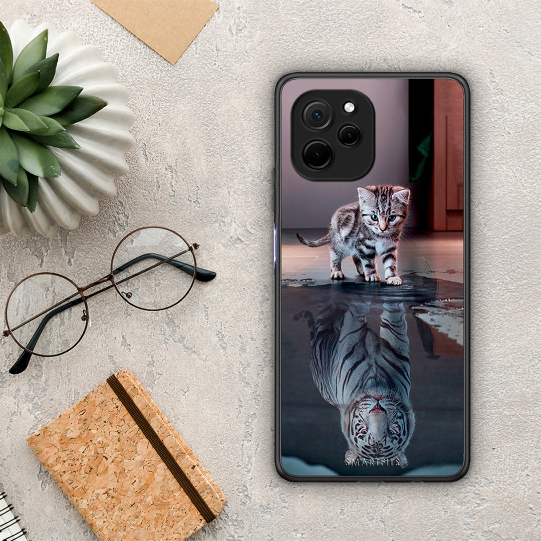 Θήκη Huawei Nova Y61 Cute Tiger από τη Smartfits με σχέδιο στο πίσω μέρος και μαύρο περίβλημα | Huawei Nova Y61 Cute Tiger Case with Colorful Back and Black Bezels
