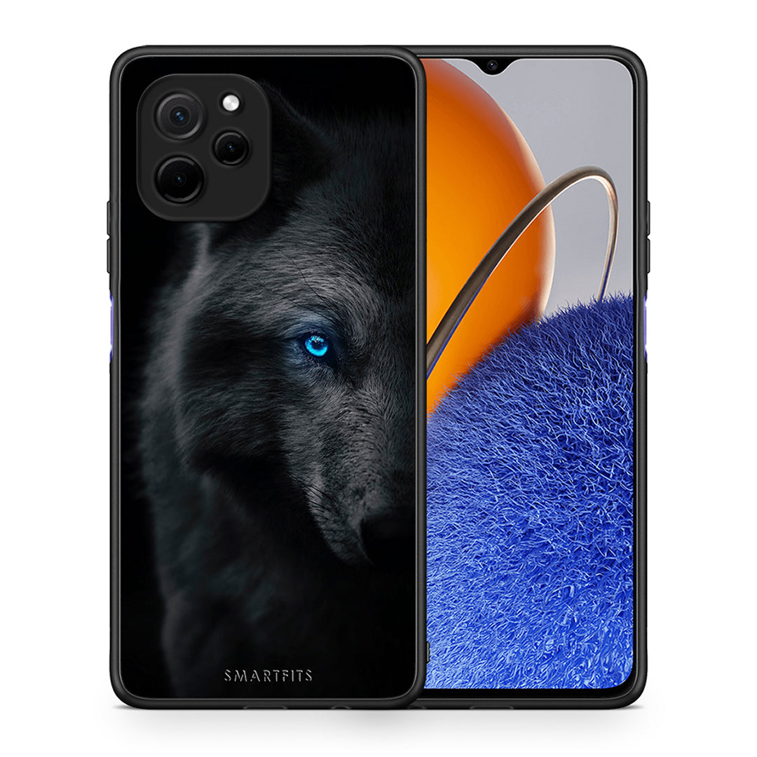 Θήκη Huawei Nova Y61 Dark Wolf από τη Smartfits με σχέδιο στο πίσω μέρος και μαύρο περίβλημα | Huawei Nova Y61 Dark Wolf Case with Colorful Back and Black Bezels