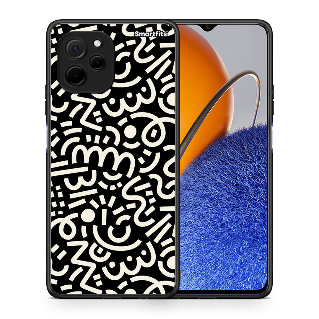 Θήκη Huawei Nova Y61 Doodle Art από τη Smartfits με σχέδιο στο πίσω μέρος και μαύρο περίβλημα | Huawei Nova Y61 Doodle Art Case with Colorful Back and Black Bezels