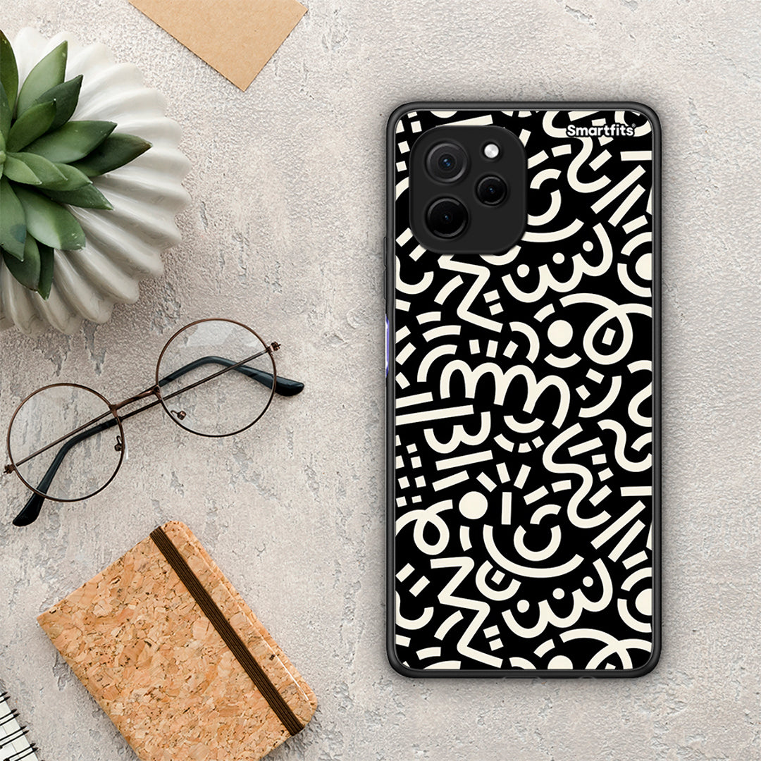 Θήκη Huawei Nova Y61 Doodle Art από τη Smartfits με σχέδιο στο πίσω μέρος και μαύρο περίβλημα | Huawei Nova Y61 Doodle Art Case with Colorful Back and Black Bezels