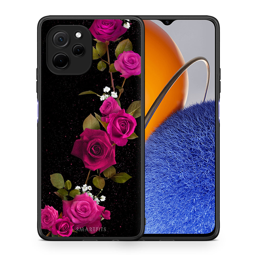 Θήκη Huawei Nova Y61 Flower Red Roses από τη Smartfits με σχέδιο στο πίσω μέρος και μαύρο περίβλημα | Huawei Nova Y61 Flower Red Roses Case with Colorful Back and Black Bezels