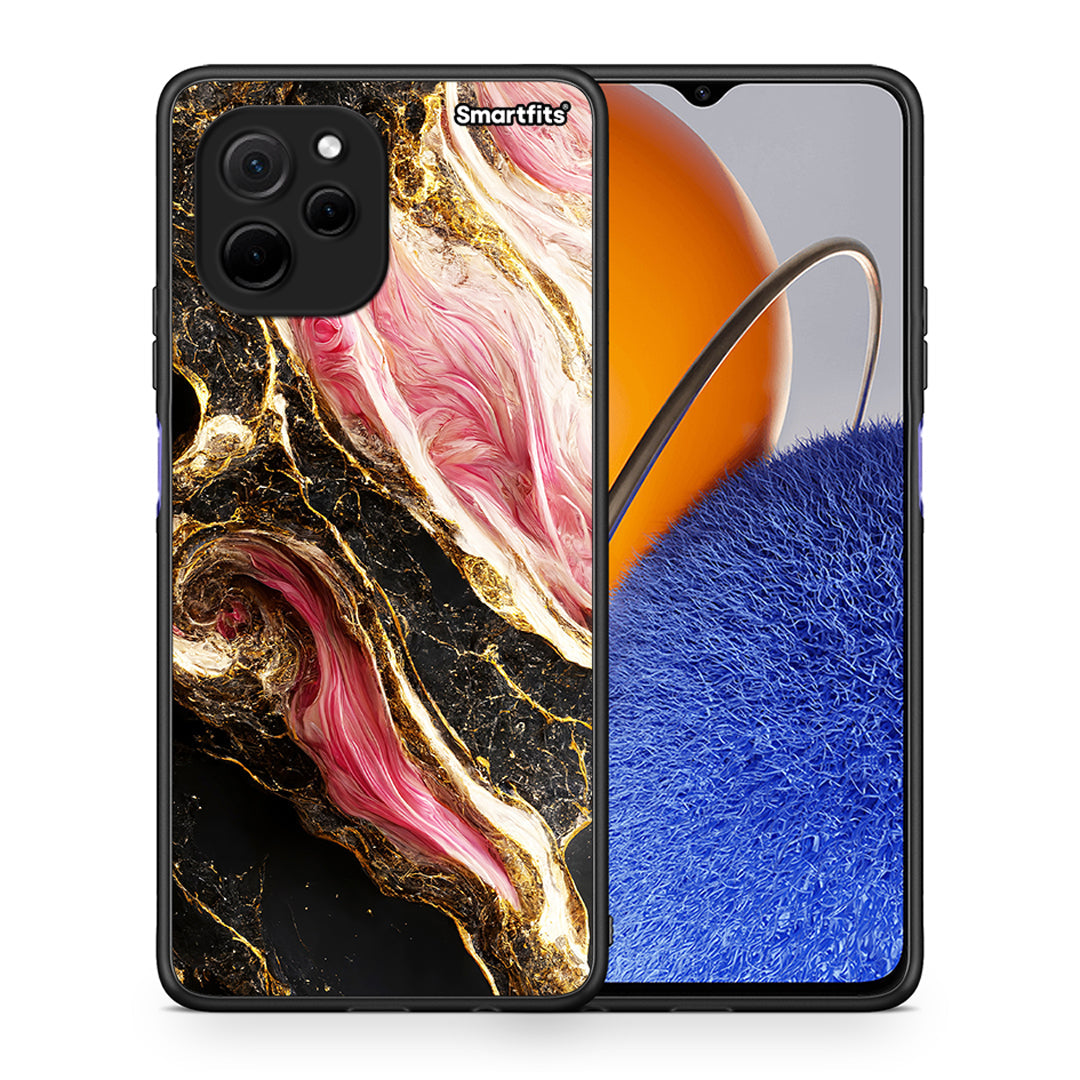 Θήκη Huawei Nova Y61 Glamorous Pink Marble από τη Smartfits με σχέδιο στο πίσω μέρος και μαύρο περίβλημα | Huawei Nova Y61 Glamorous Pink Marble Case with Colorful Back and Black Bezels