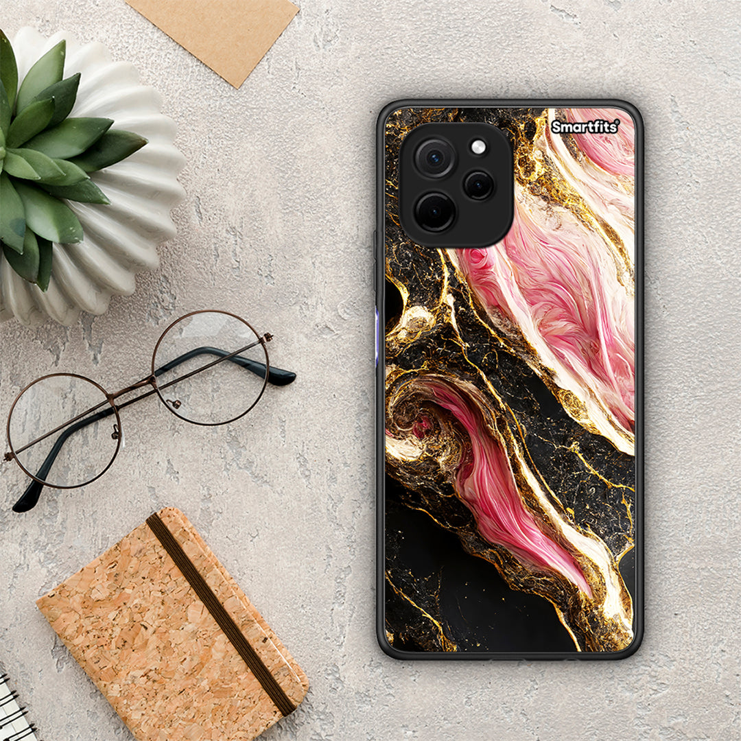 Θήκη Huawei Nova Y61 Glamorous Pink Marble από τη Smartfits με σχέδιο στο πίσω μέρος και μαύρο περίβλημα | Huawei Nova Y61 Glamorous Pink Marble Case with Colorful Back and Black Bezels