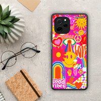 Thumbnail for Θήκη Huawei Nova Y61 Hippie Love από τη Smartfits με σχέδιο στο πίσω μέρος και μαύρο περίβλημα | Huawei Nova Y61 Hippie Love Case with Colorful Back and Black Bezels