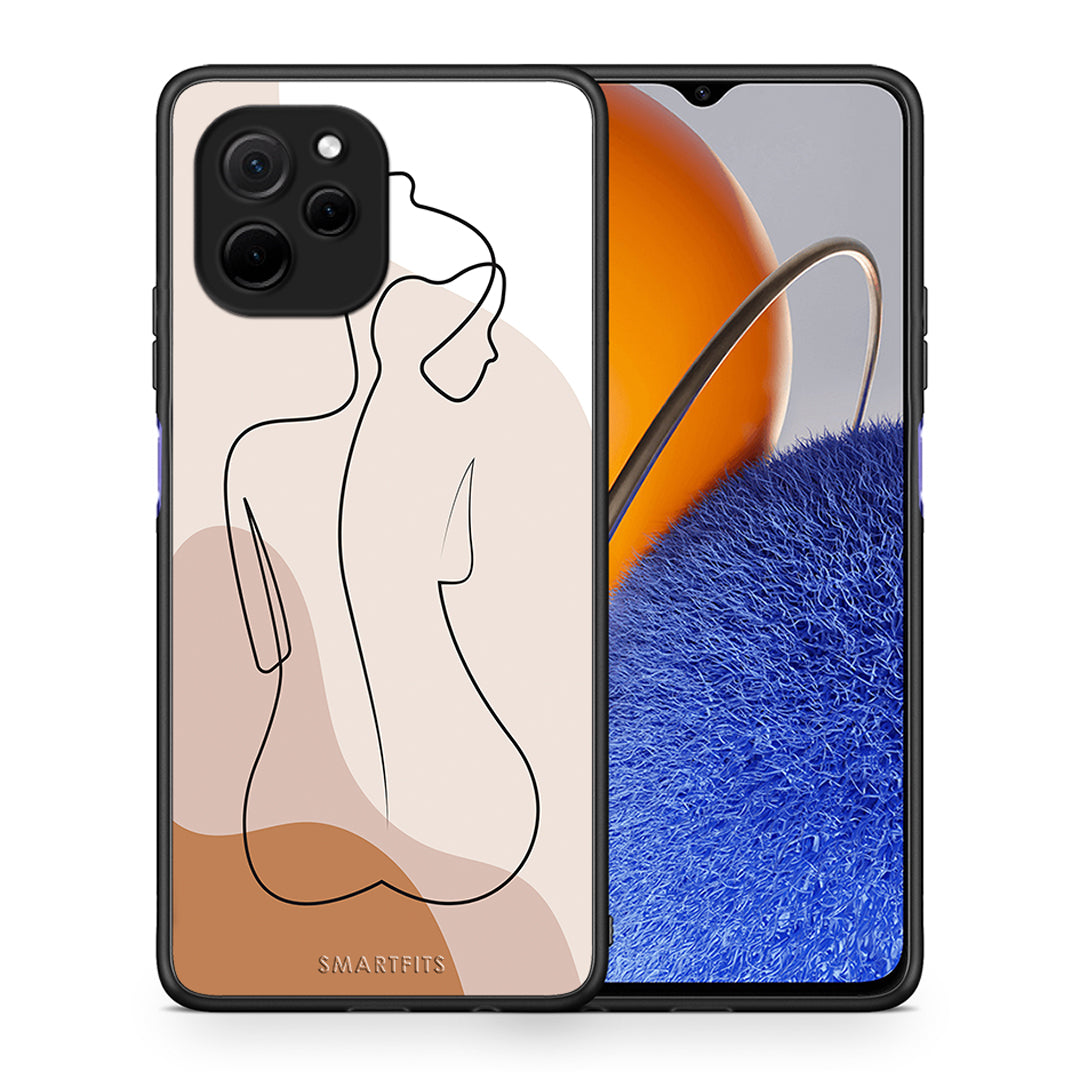 Θήκη Huawei Nova Y61 LineArt Woman από τη Smartfits με σχέδιο στο πίσω μέρος και μαύρο περίβλημα | Huawei Nova Y61 LineArt Woman Case with Colorful Back and Black Bezels