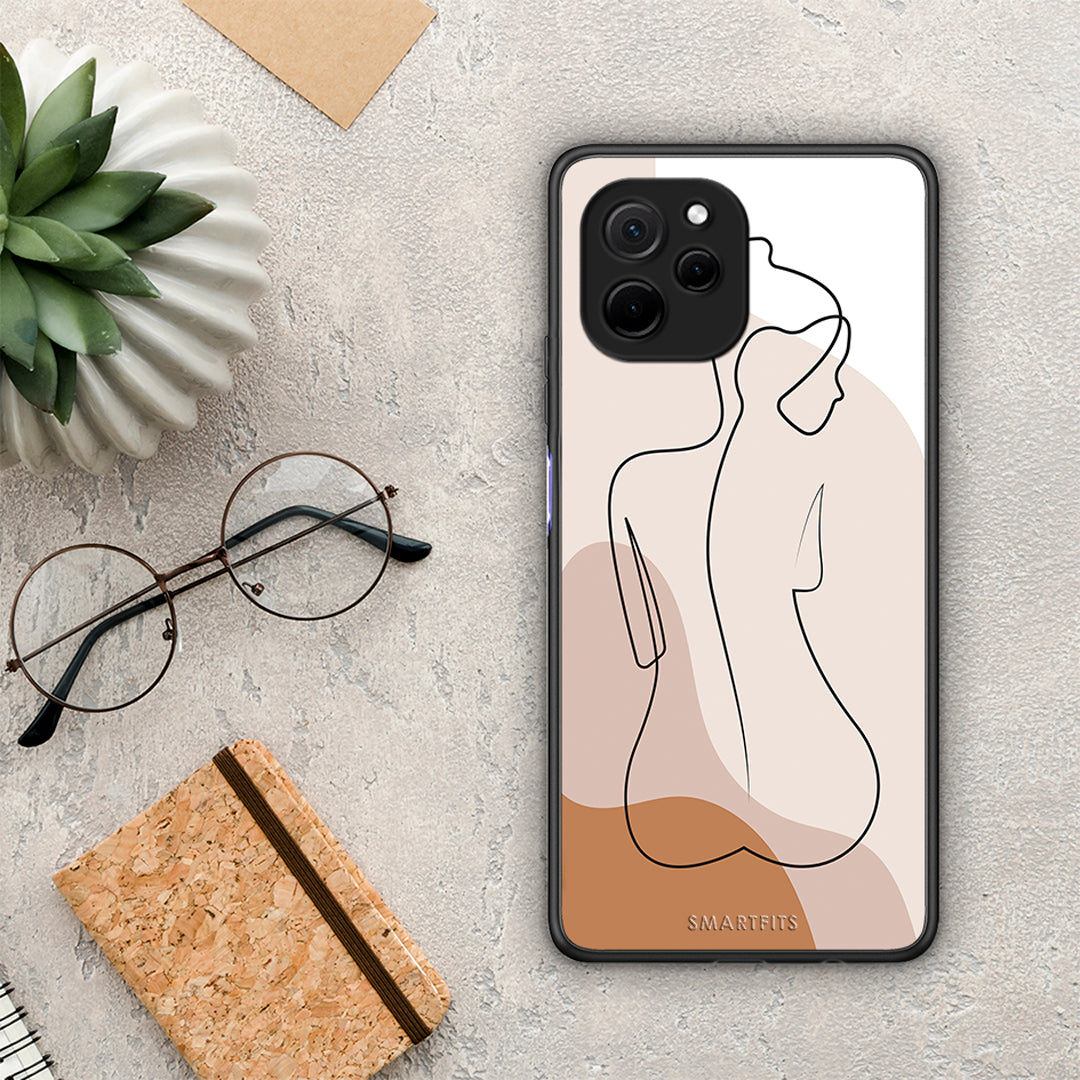 Θήκη Huawei Nova Y61 LineArt Woman από τη Smartfits με σχέδιο στο πίσω μέρος και μαύρο περίβλημα | Huawei Nova Y61 LineArt Woman Case with Colorful Back and Black Bezels