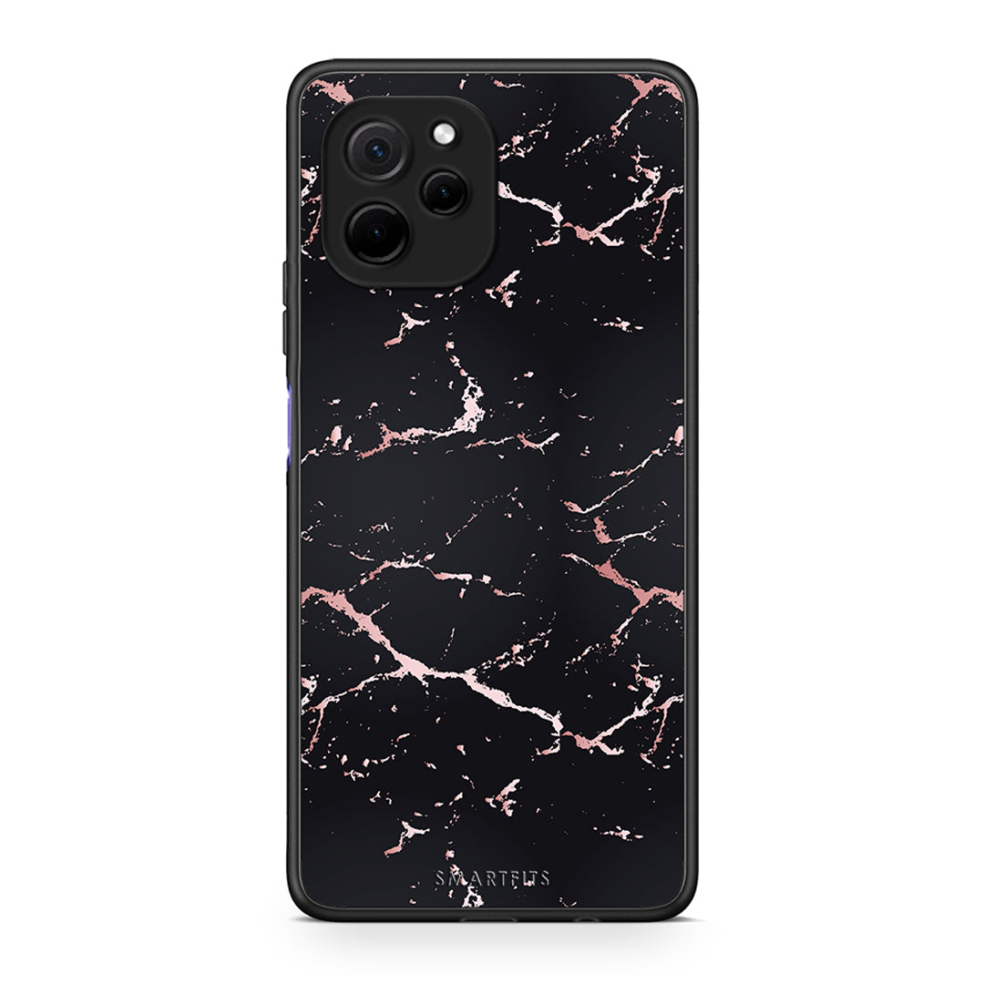 Θήκη Huawei Nova Y61 Marble Black Rosegold από τη Smartfits με σχέδιο στο πίσω μέρος και μαύρο περίβλημα | Huawei Nova Y61 Marble Black Rosegold Case with Colorful Back and Black Bezels