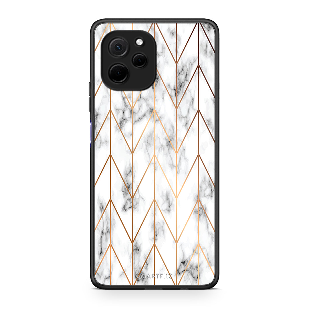 Θήκη Huawei Nova Y61 Marble Gold Geometric από τη Smartfits με σχέδιο στο πίσω μέρος και μαύρο περίβλημα | Huawei Nova Y61 Marble Gold Geometric Case with Colorful Back and Black Bezels