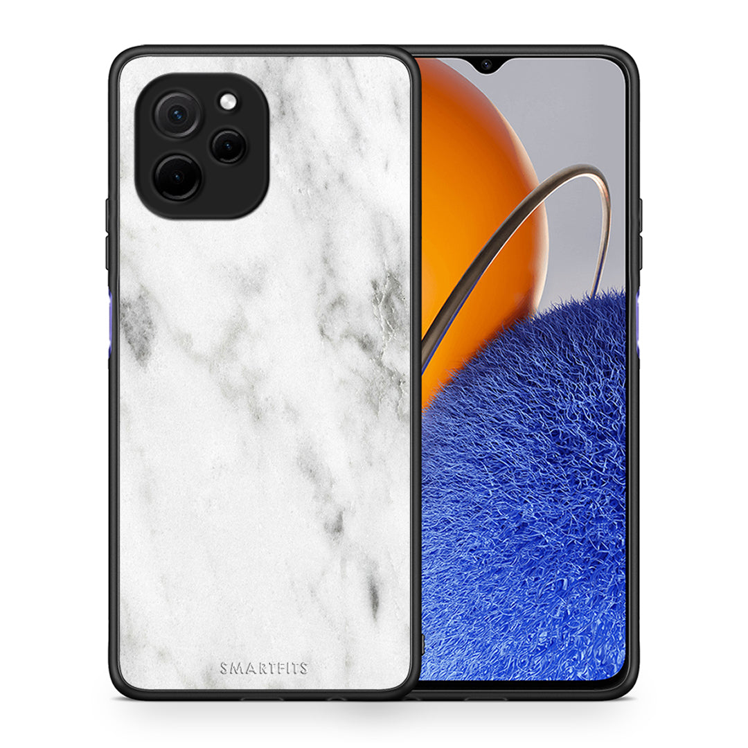 Θήκη Huawei Nova Y61 Marble White από τη Smartfits με σχέδιο στο πίσω μέρος και μαύρο περίβλημα | Huawei Nova Y61 Marble White Case with Colorful Back and Black Bezels