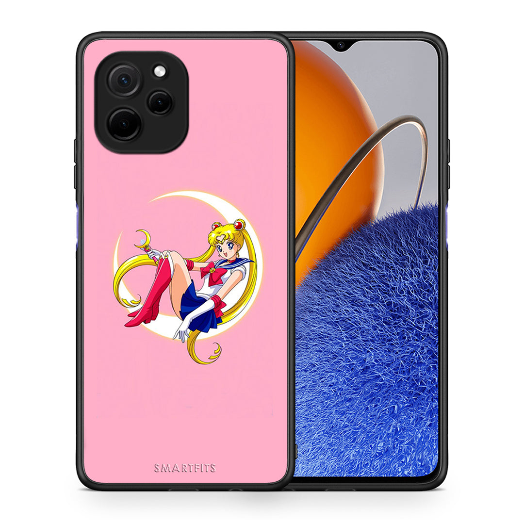 Θήκη Huawei Nova Y61 Moon Girl από τη Smartfits με σχέδιο στο πίσω μέρος και μαύρο περίβλημα | Huawei Nova Y61 Moon Girl Case with Colorful Back and Black Bezels