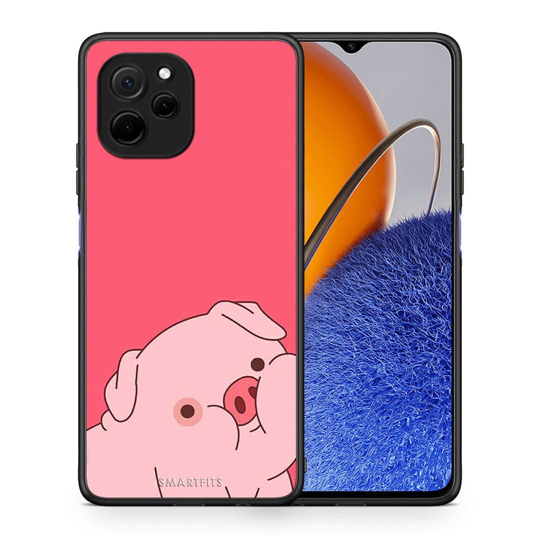 Θήκη Huawei Nova Y61 Pig Love 1 από τη Smartfits με σχέδιο στο πίσω μέρος και μαύρο περίβλημα | Huawei Nova Y61 Pig Love 1 Case with Colorful Back and Black Bezels