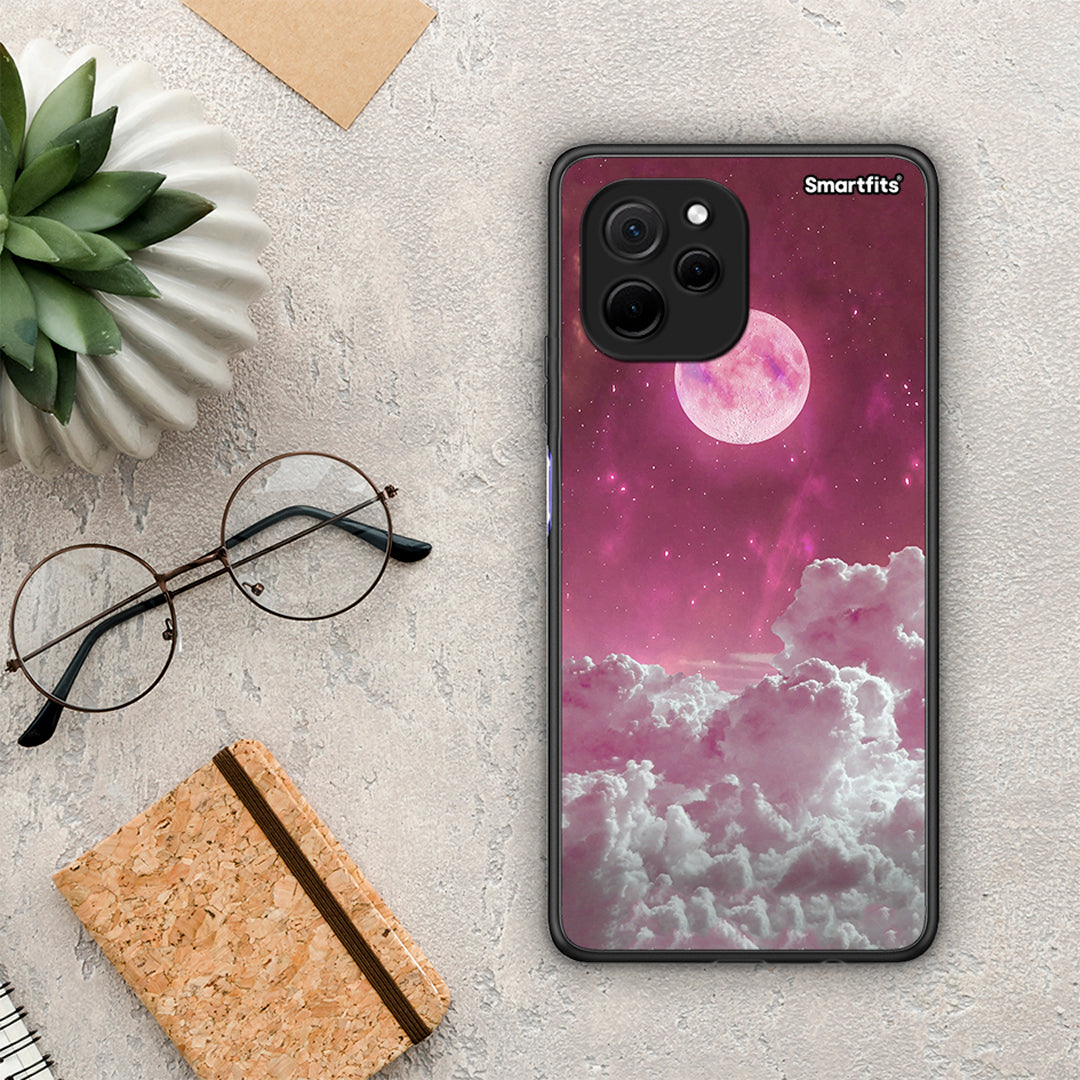 Θήκη Huawei Nova Y61 Pink Moon από τη Smartfits με σχέδιο στο πίσω μέρος και μαύρο περίβλημα | Huawei Nova Y61 Pink Moon Case with Colorful Back and Black Bezels