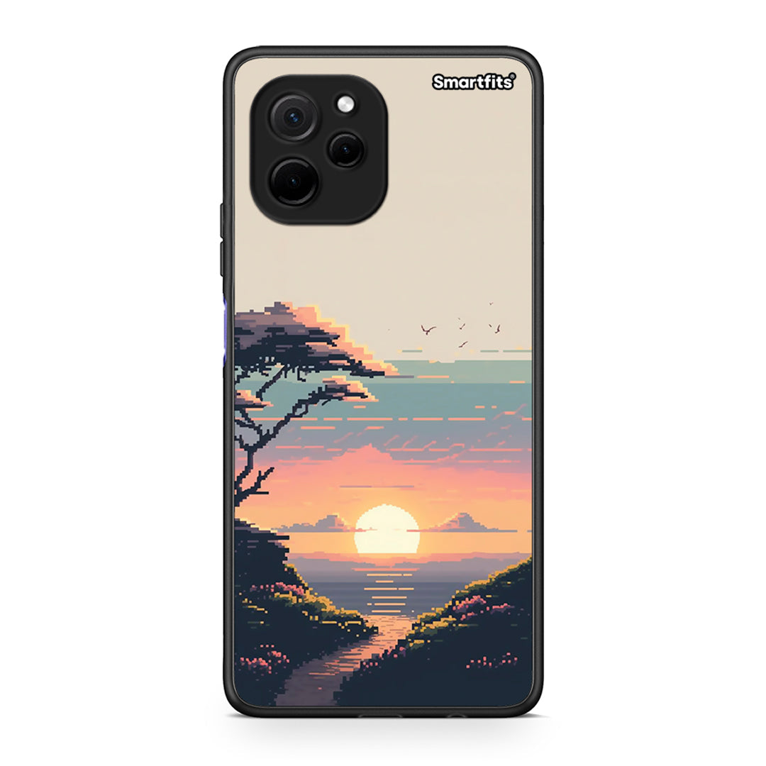 Θήκη Huawei Nova Y61 Pixel Sunset από τη Smartfits με σχέδιο στο πίσω μέρος και μαύρο περίβλημα | Huawei Nova Y61 Pixel Sunset Case with Colorful Back and Black Bezels