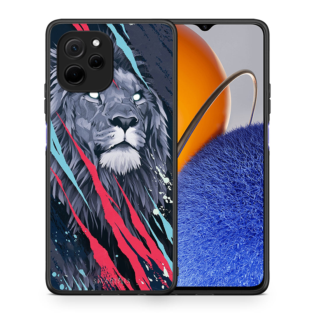 Θήκη Huawei Nova Y61 PopArt Lion Designer από τη Smartfits με σχέδιο στο πίσω μέρος και μαύρο περίβλημα | Huawei Nova Y61 PopArt Lion Designer Case with Colorful Back and Black Bezels