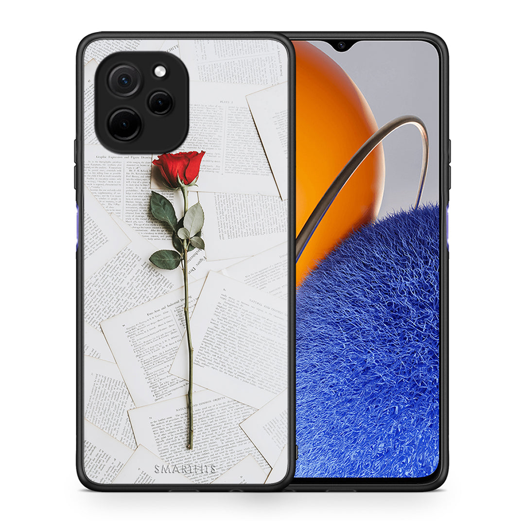 Θήκη Huawei Nova Y61 Red Rose από τη Smartfits με σχέδιο στο πίσω μέρος και μαύρο περίβλημα | Huawei Nova Y61 Red Rose Case with Colorful Back and Black Bezels