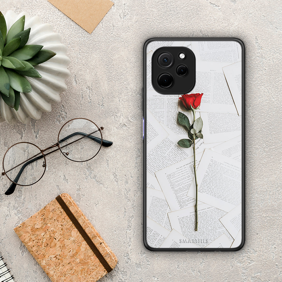 Θήκη Huawei Nova Y61 Red Rose από τη Smartfits με σχέδιο στο πίσω μέρος και μαύρο περίβλημα | Huawei Nova Y61 Red Rose Case with Colorful Back and Black Bezels