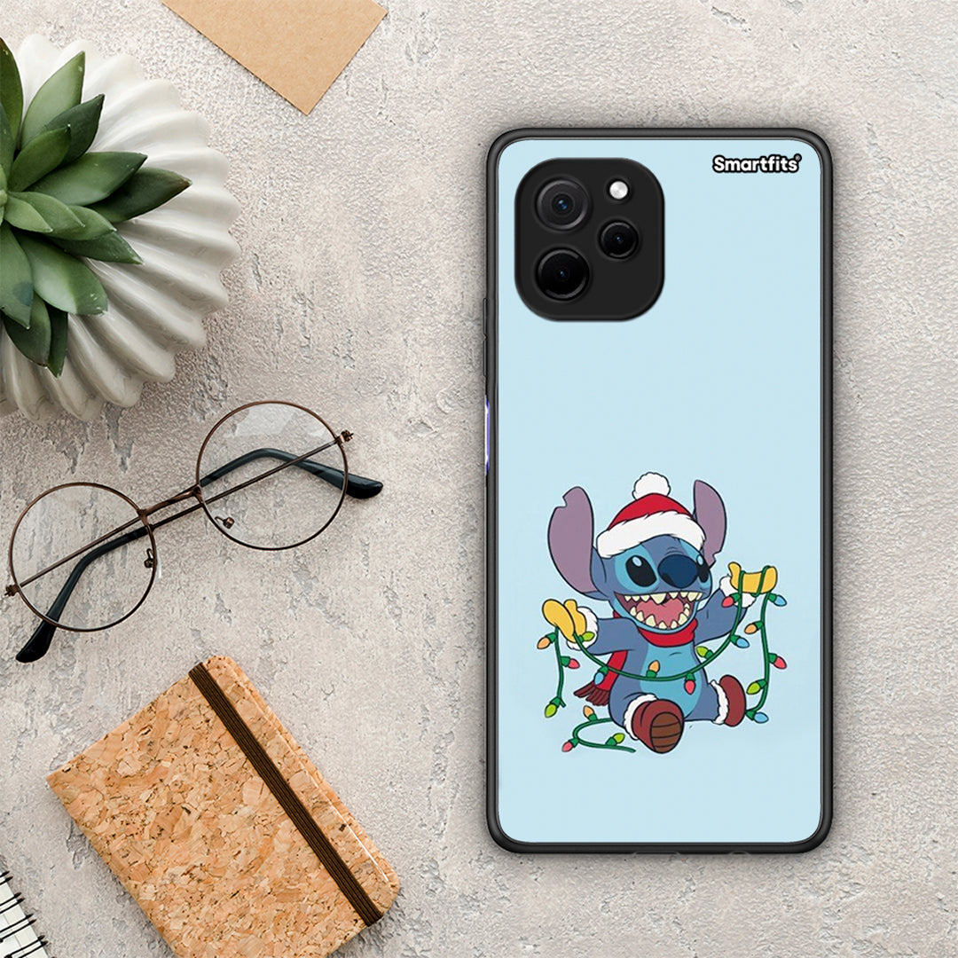 Θήκη Huawei Nova Y61 Santa Stich από τη Smartfits με σχέδιο στο πίσω μέρος και μαύρο περίβλημα | Huawei Nova Y61 Santa Stich Case with Colorful Back and Black Bezels