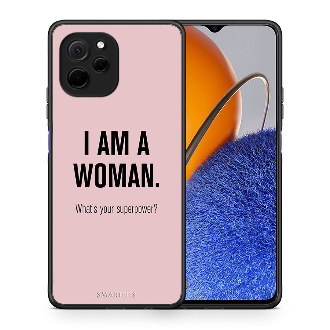 Θήκη Huawei Nova Y61 Superpower Woman από τη Smartfits με σχέδιο στο πίσω μέρος και μαύρο περίβλημα | Huawei Nova Y61 Superpower Woman Case with Colorful Back and Black Bezels