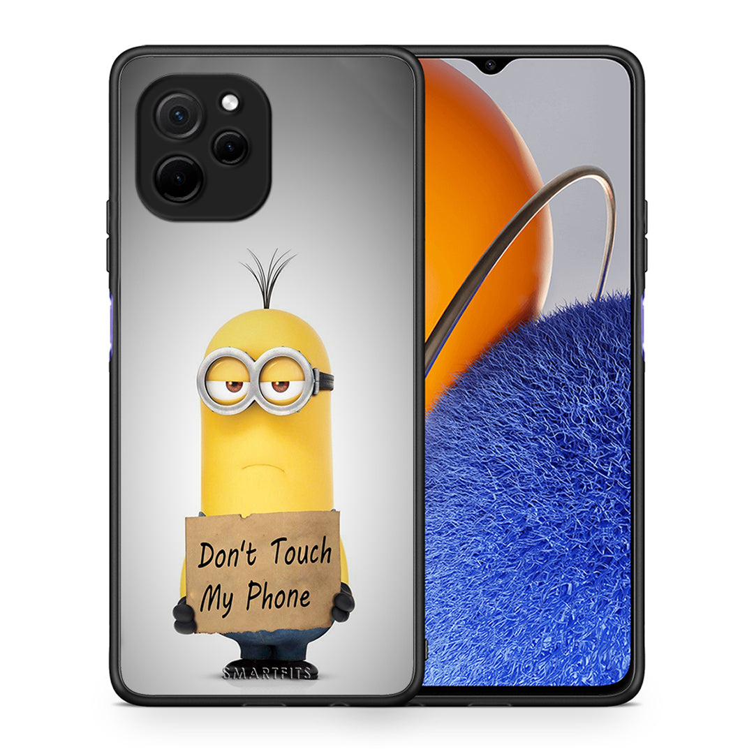 Θήκη Huawei Nova Y61 Text Minion από τη Smartfits με σχέδιο στο πίσω μέρος και μαύρο περίβλημα | Huawei Nova Y61 Text Minion Case with Colorful Back and Black Bezels