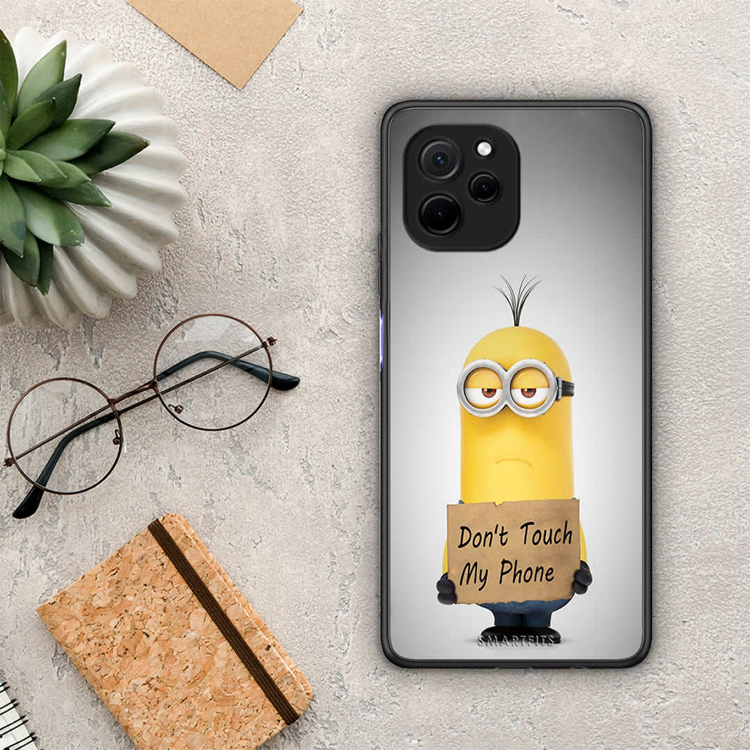 Θήκη Huawei Nova Y61 Text Minion από τη Smartfits με σχέδιο στο πίσω μέρος και μαύρο περίβλημα | Huawei Nova Y61 Text Minion Case with Colorful Back and Black Bezels