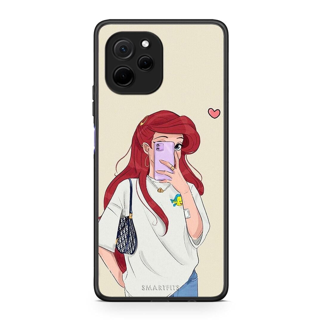 Θήκη Huawei Nova Y61 Walking Mermaid από τη Smartfits με σχέδιο στο πίσω μέρος και μαύρο περίβλημα | Huawei Nova Y61 Walking Mermaid Case with Colorful Back and Black Bezels