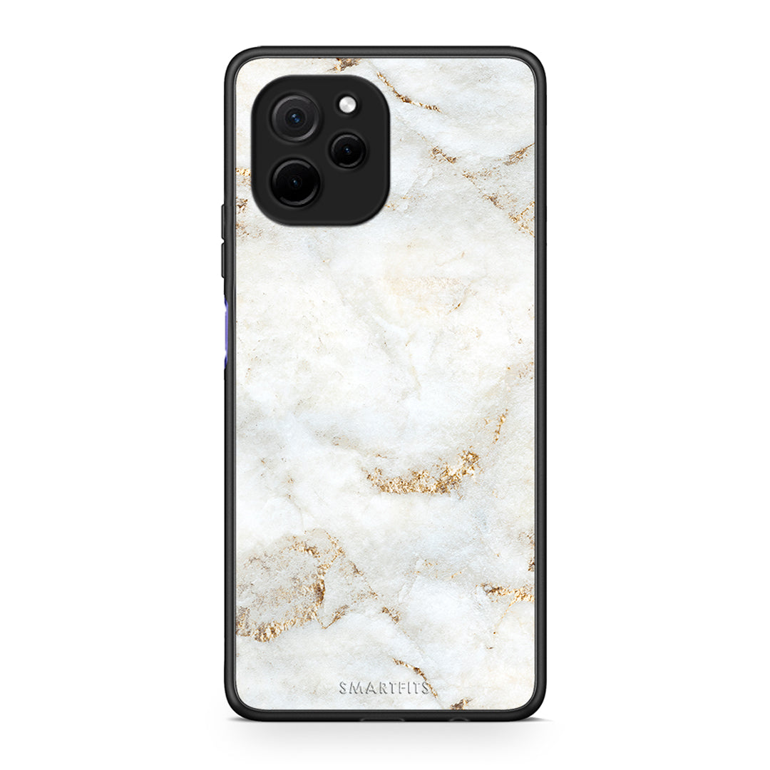 Θήκη Huawei Nova Y61 White Gold Marble από τη Smartfits με σχέδιο στο πίσω μέρος και μαύρο περίβλημα | Huawei Nova Y61 White Gold Marble Case with Colorful Back and Black Bezels