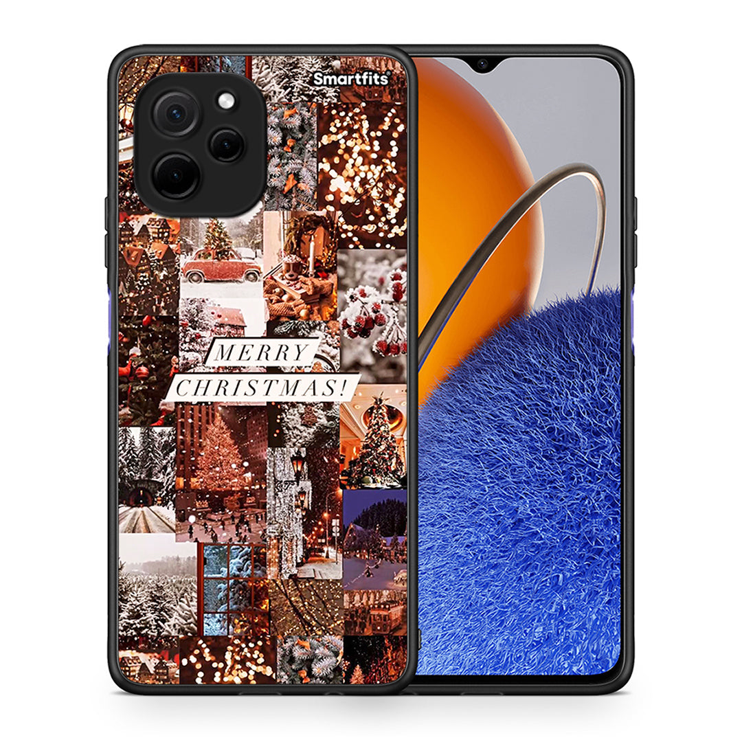 Θήκη Huawei Nova Y61 Xmas Collage από τη Smartfits με σχέδιο στο πίσω μέρος και μαύρο περίβλημα | Huawei Nova Y61 Xmas Collage Case with Colorful Back and Black Bezels