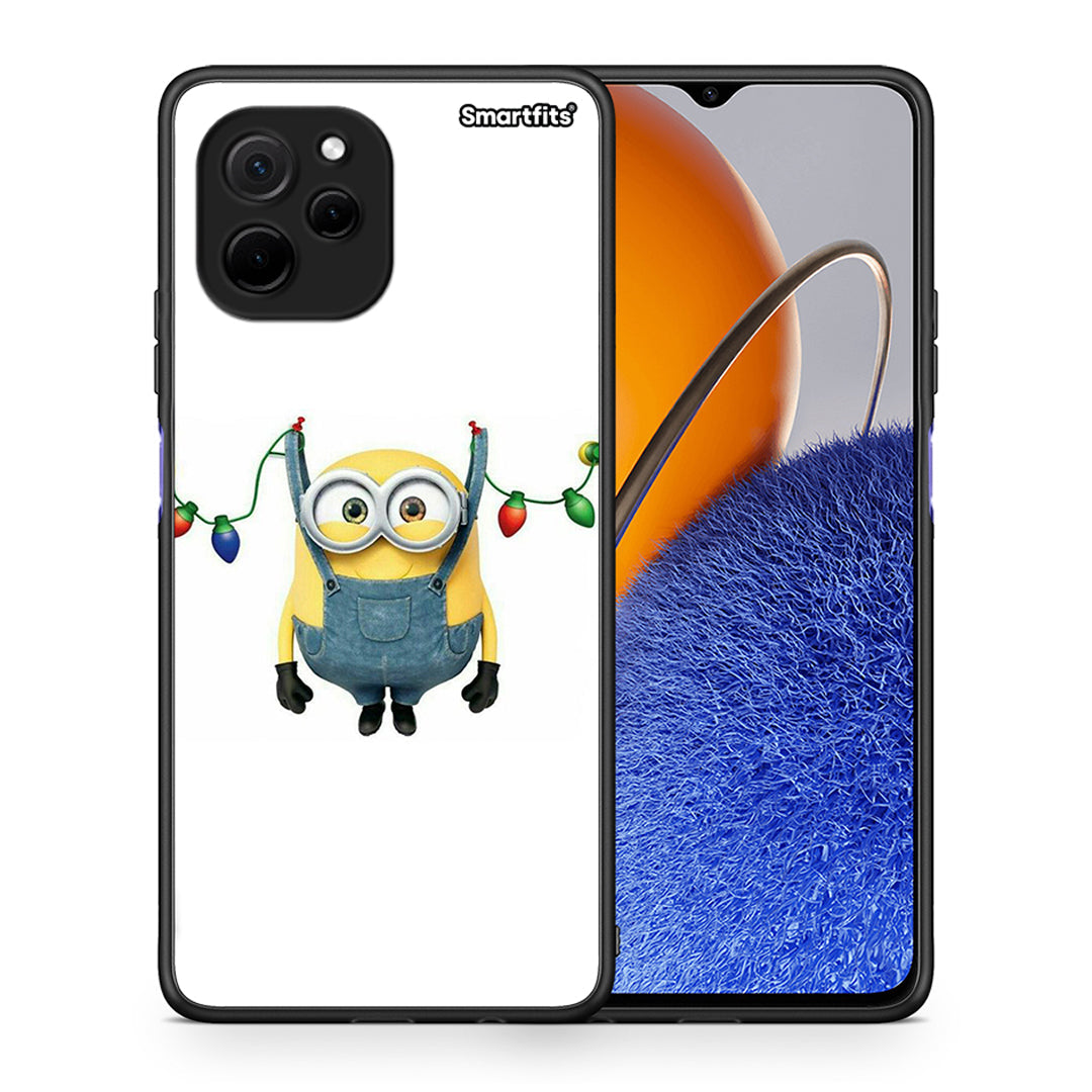 Θήκη Huawei Nova Y61 Xmas Minion Lights από τη Smartfits με σχέδιο στο πίσω μέρος και μαύρο περίβλημα | Huawei Nova Y61 Xmas Minion Lights Case with Colorful Back and Black Bezels