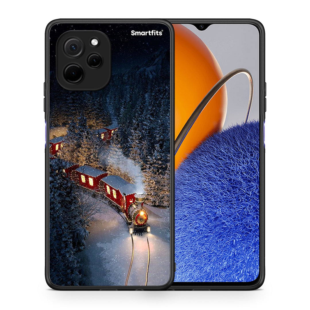 Θήκη Huawei Nova Y61 Xmas Train από τη Smartfits με σχέδιο στο πίσω μέρος και μαύρο περίβλημα | Huawei Nova Y61 Xmas Train Case with Colorful Back and Black Bezels