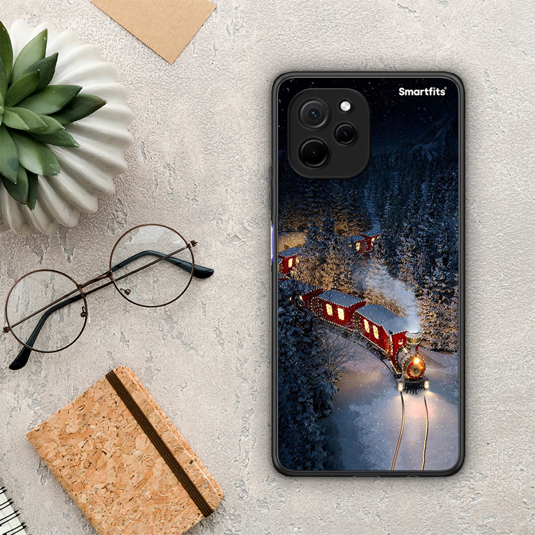 Θήκη Huawei Nova Y61 Xmas Train από τη Smartfits με σχέδιο στο πίσω μέρος και μαύρο περίβλημα | Huawei Nova Y61 Xmas Train Case with Colorful Back and Black Bezels