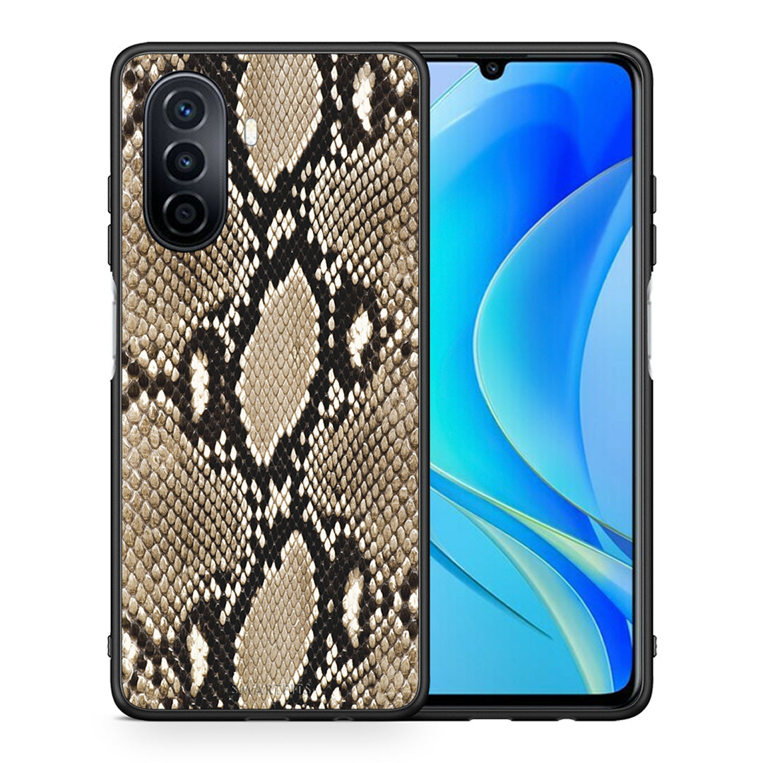 Θήκη Huawei Nova Y70 Fashion Snake Animal από τη Smartfits με σχέδιο στο πίσω μέρος και μαύρο περίβλημα | Huawei Nova Y70 Fashion Snake Animal case with colorful back and black bezels