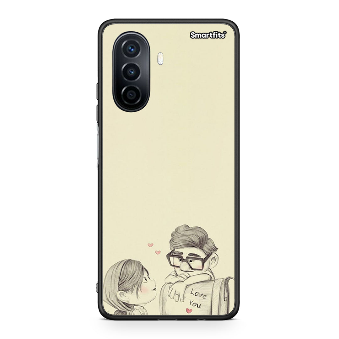 Huawei Nova Y70 Carl And Ellie θήκη από τη Smartfits με σχέδιο στο πίσω μέρος και μαύρο περίβλημα | Smartphone case with colorful back and black bezels by Smartfits