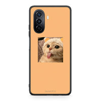Thumbnail for Huawei Nova Y70 Cat Tongue θήκη από τη Smartfits με σχέδιο στο πίσω μέρος και μαύρο περίβλημα | Smartphone case with colorful back and black bezels by Smartfits