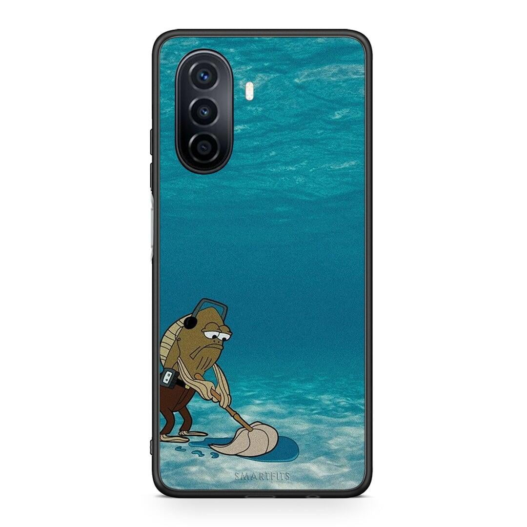 Huawei Nova Y70 Clean The Ocean Θήκη από τη Smartfits με σχέδιο στο πίσω μέρος και μαύρο περίβλημα | Smartphone case with colorful back and black bezels by Smartfits