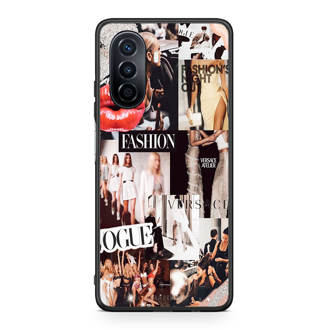 Huawei Nova Y70 Collage Fashion Θήκη Αγίου Βαλεντίνου από τη Smartfits με σχέδιο στο πίσω μέρος και μαύρο περίβλημα | Smartphone case with colorful back and black bezels by Smartfits