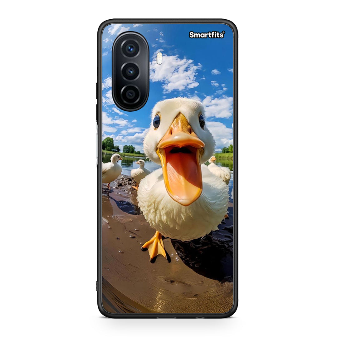 Huawei Nova Y70 Duck Face θήκη από τη Smartfits με σχέδιο στο πίσω μέρος και μαύρο περίβλημα | Smartphone case with colorful back and black bezels by Smartfits