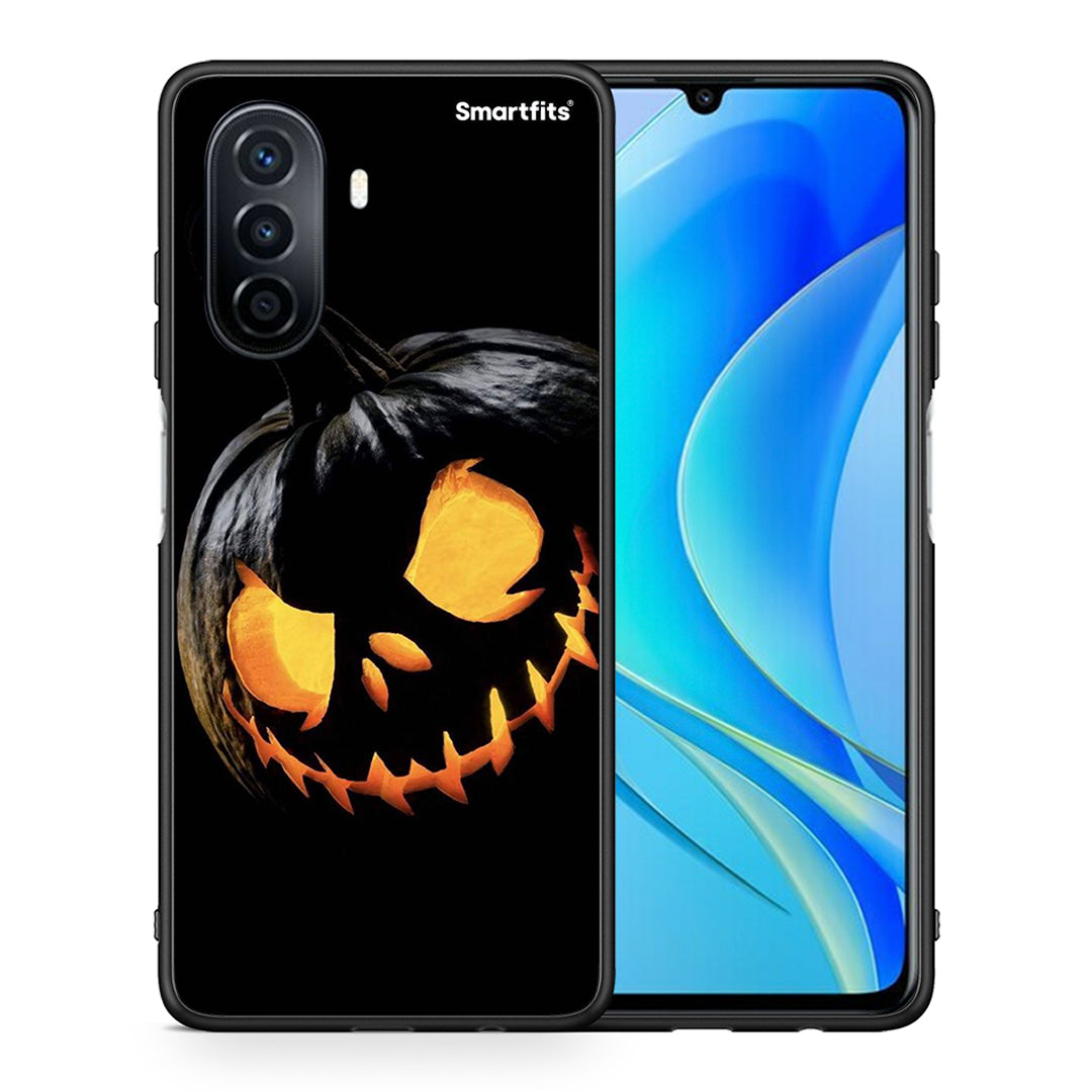 Θήκη Huawei Nova Y70 Halloween Scary Pumpkin από τη Smartfits με σχέδιο στο πίσω μέρος και μαύρο περίβλημα | Huawei Nova Y70 Halloween Scary Pumpkin case with colorful back and black bezels