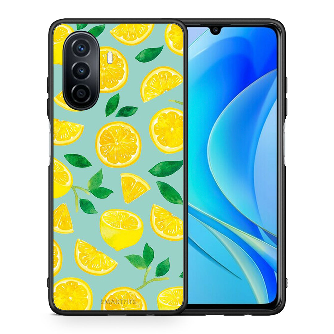 Θήκη Huawei Nova Y70 Lemons από τη Smartfits με σχέδιο στο πίσω μέρος και μαύρο περίβλημα | Huawei Nova Y70 Lemons case with colorful back and black bezels