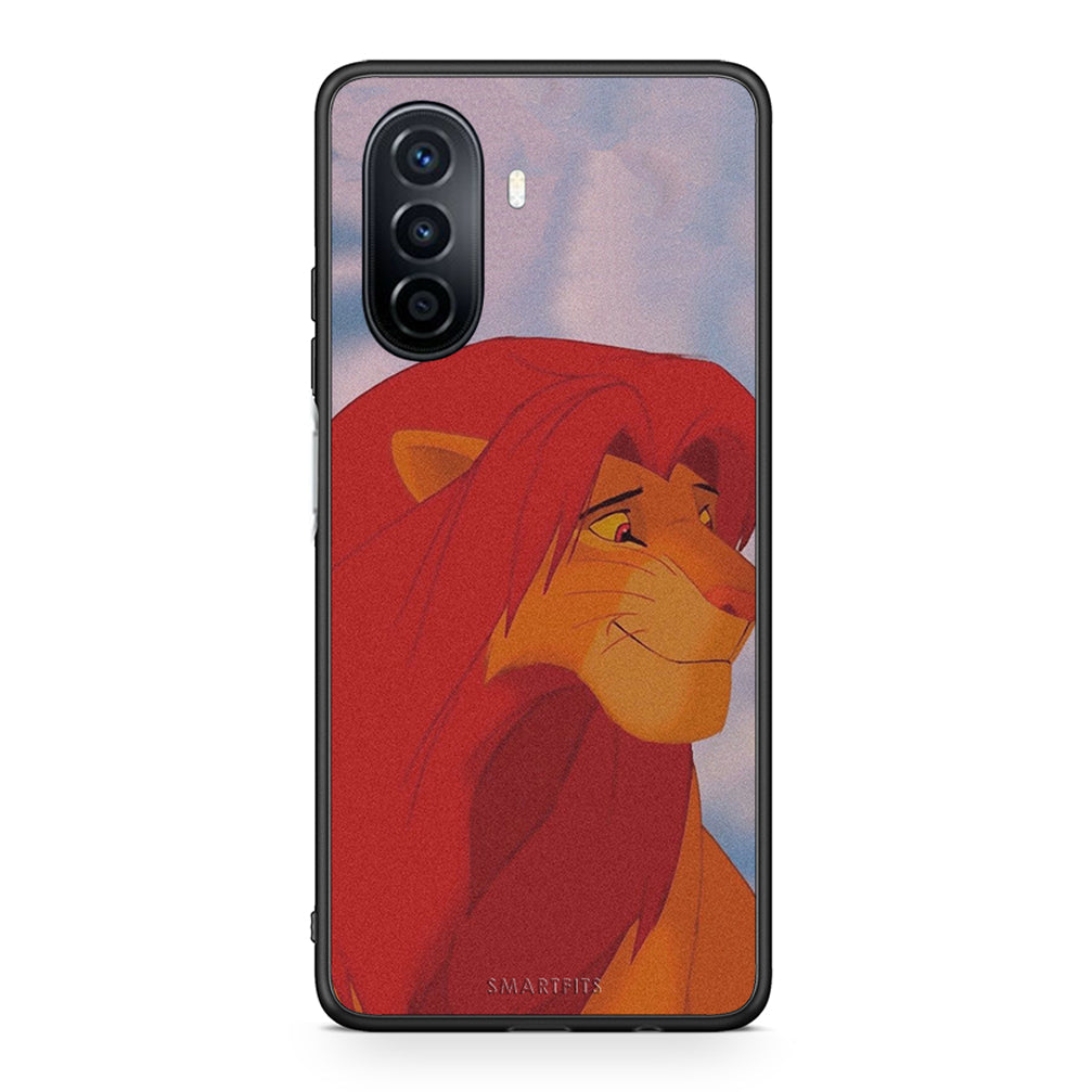 Huawei Nova Y70 Lion Love 1 Θήκη Αγίου Βαλεντίνου από τη Smartfits με σχέδιο στο πίσω μέρος και μαύρο περίβλημα | Smartphone case with colorful back and black bezels by Smartfits