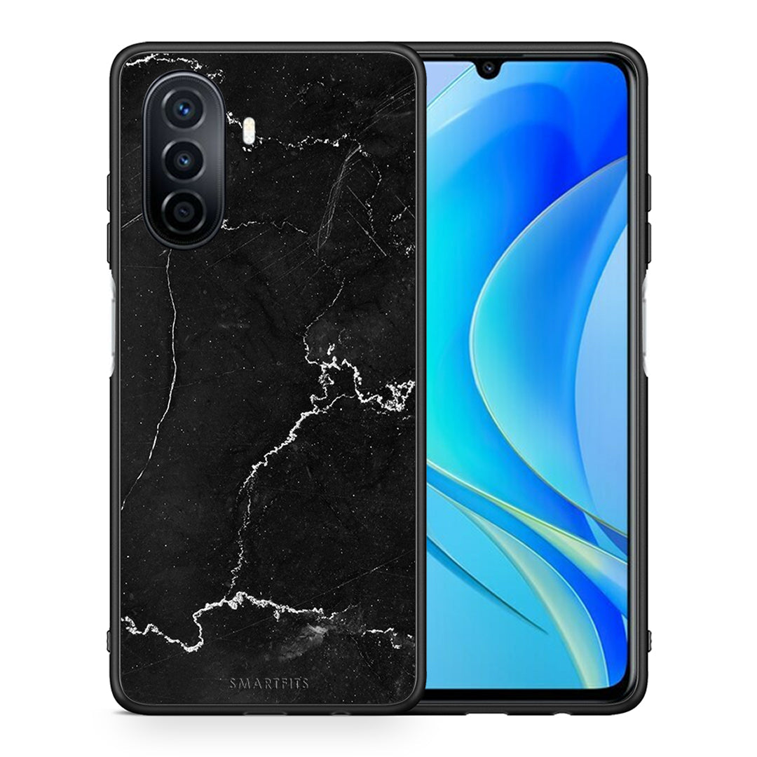 Θήκη Huawei Nova Y70 Marble Black από τη Smartfits με σχέδιο στο πίσω μέρος και μαύρο περίβλημα | Huawei Nova Y70 Marble Black case with colorful back and black bezels