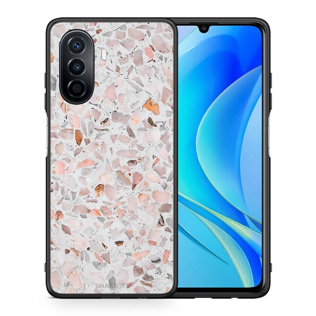 Θήκη Huawei Nova Y70 Marble Terrazzo από τη Smartfits με σχέδιο στο πίσω μέρος και μαύρο περίβλημα | Huawei Nova Y70 Marble Terrazzo case with colorful back and black bezels