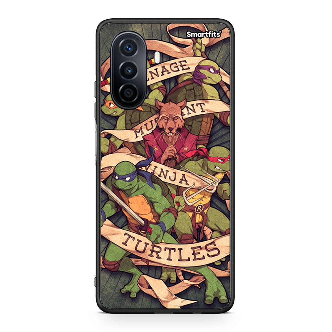 Huawei Nova Y70 Ninja Turtles θήκη από τη Smartfits με σχέδιο στο πίσω μέρος και μαύρο περίβλημα | Smartphone case with colorful back and black bezels by Smartfits