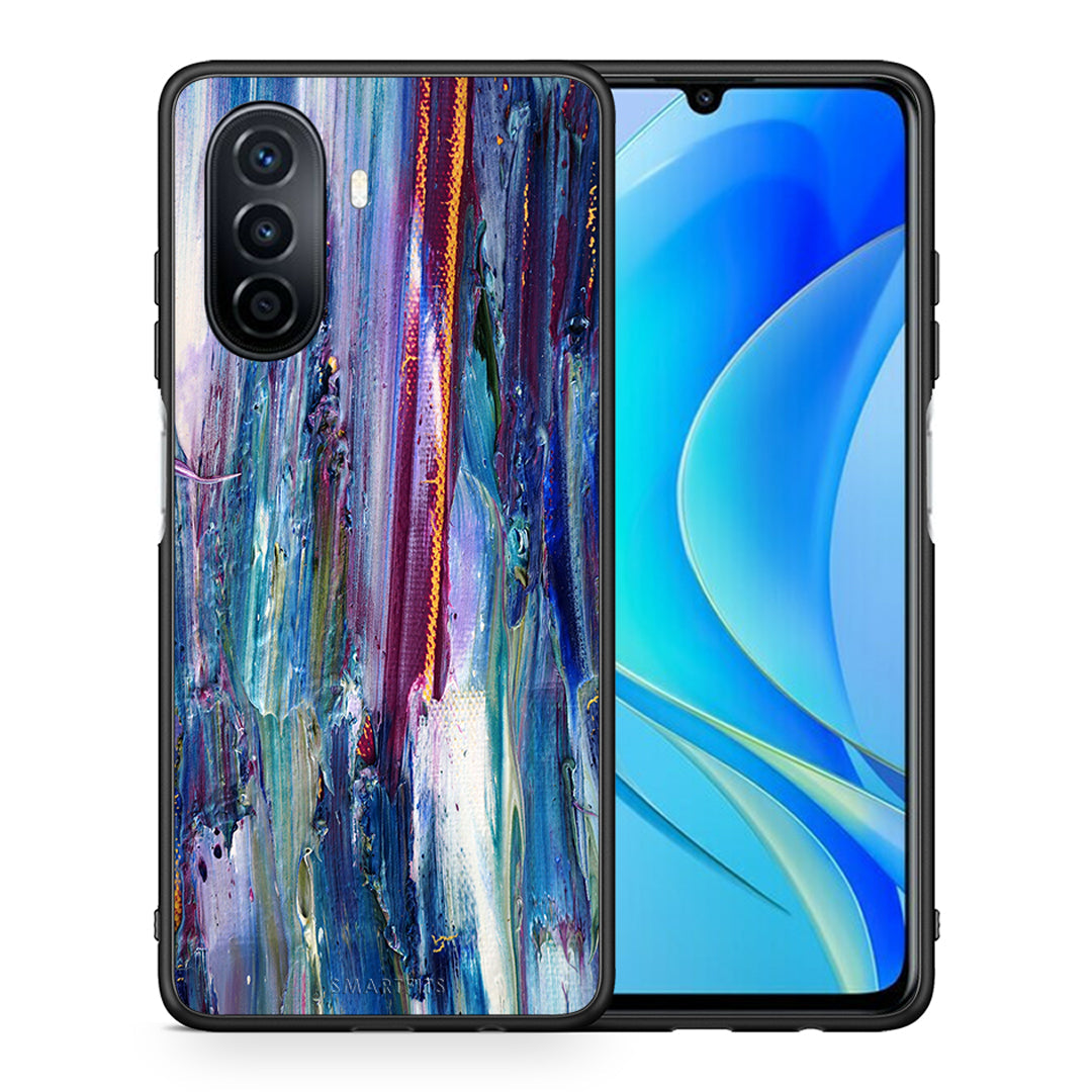 Θήκη Huawei Nova Y70 Winter Paint από τη Smartfits με σχέδιο στο πίσω μέρος και μαύρο περίβλημα | Huawei Nova Y70 Winter Paint case with colorful back and black bezels